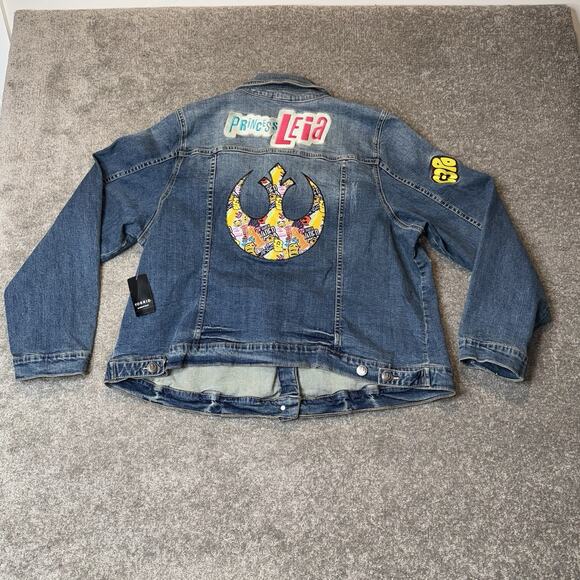 Star Wars Princess Leia Denim Jacket Plus Size 3‎ Torrid Rare Embroidered NWT - Picture 1 of 15